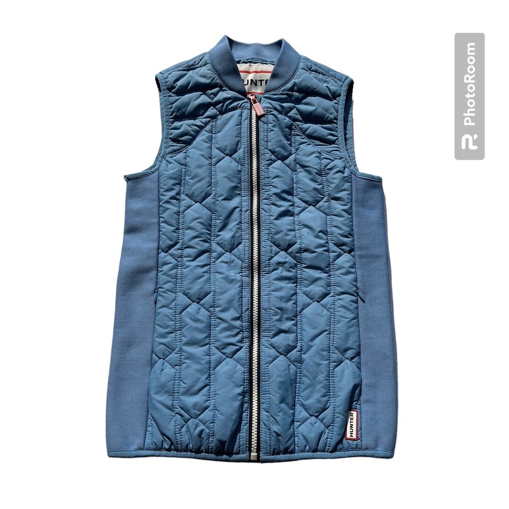 Hunter Original Womens XS Blue Quilted Bomber Collared Zip Up Vest Gorpcore Fall